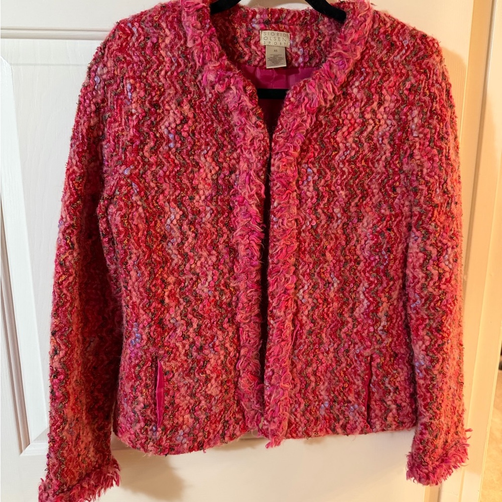 Sigrid Olsen Vibrant Pink Teddy Jacket